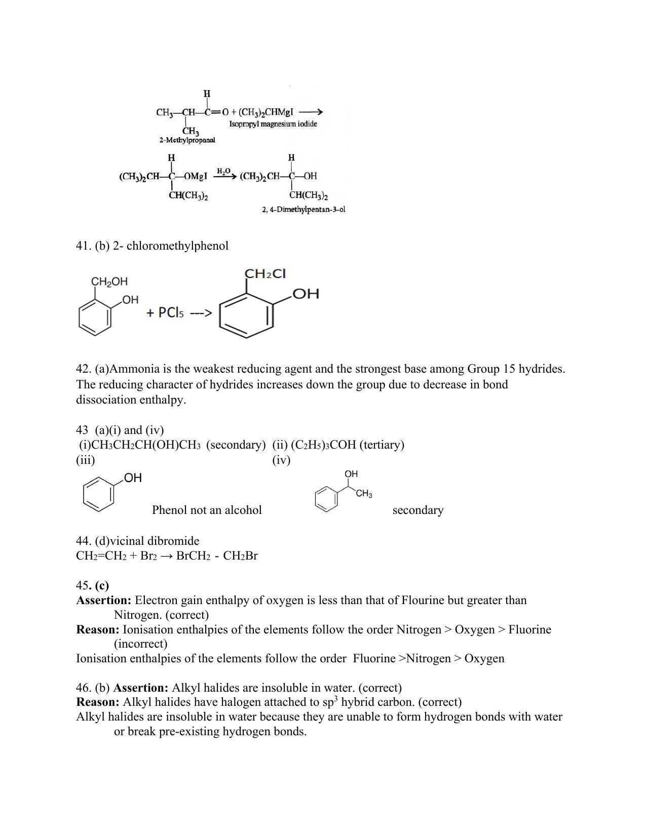 CBSE Class 12th Chemistry Sample Question Paper Answer Key 2021-22 - Page 5