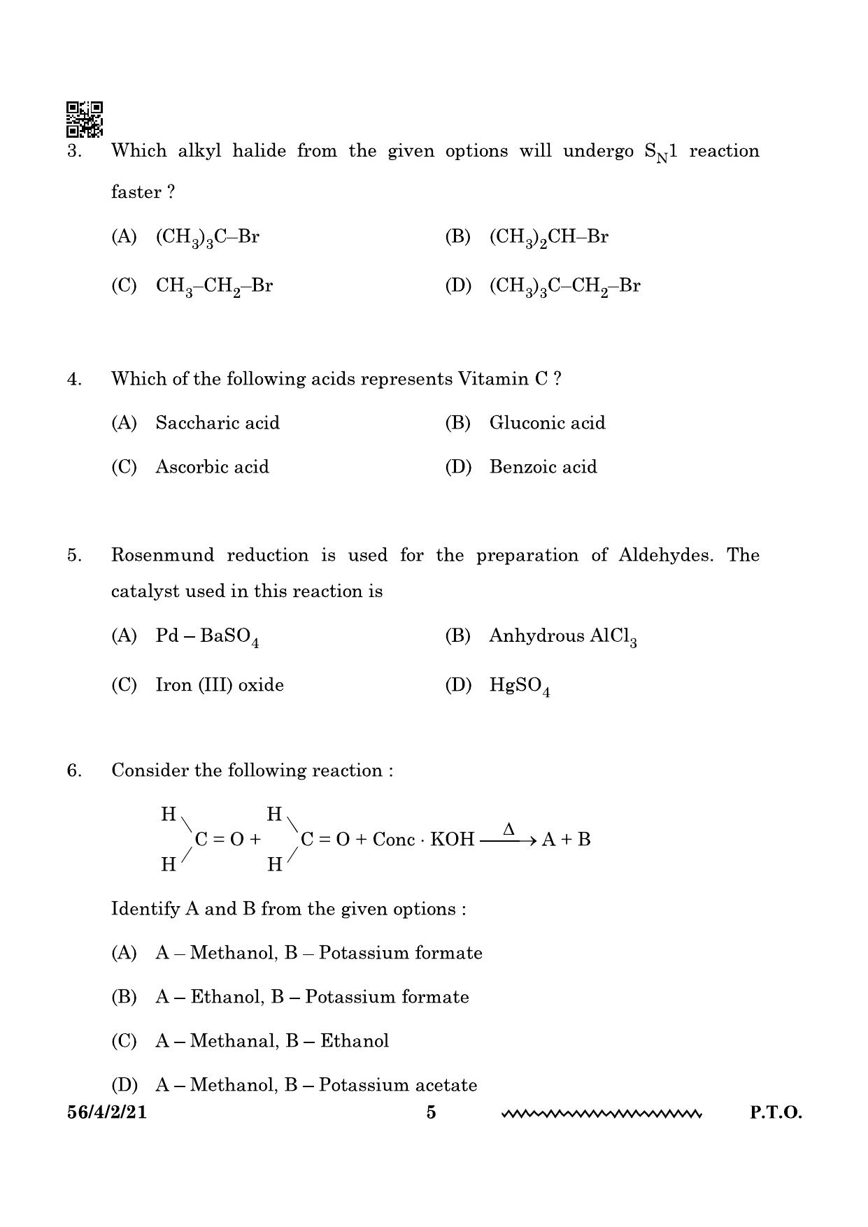 CBSE Class 12 56-4-2 Chemistry 2024 Question Paper - Page 5
