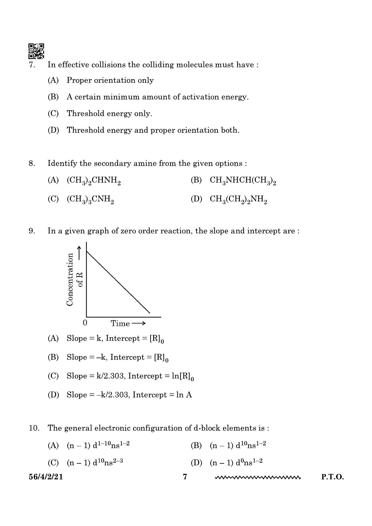 CBSE Class 12 56-4-2 Chemistry 2024 Question Paper - Page 7