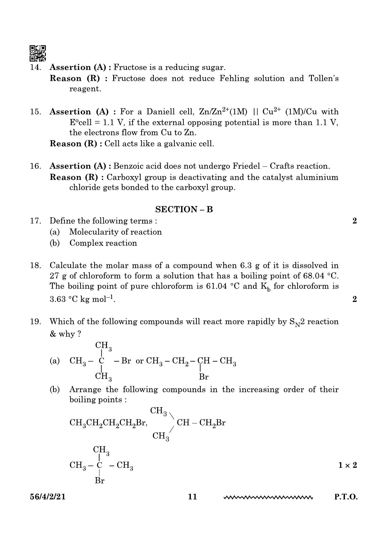 CBSE Class 12 56-4-2 Chemistry 2024 Question Paper - Page 11