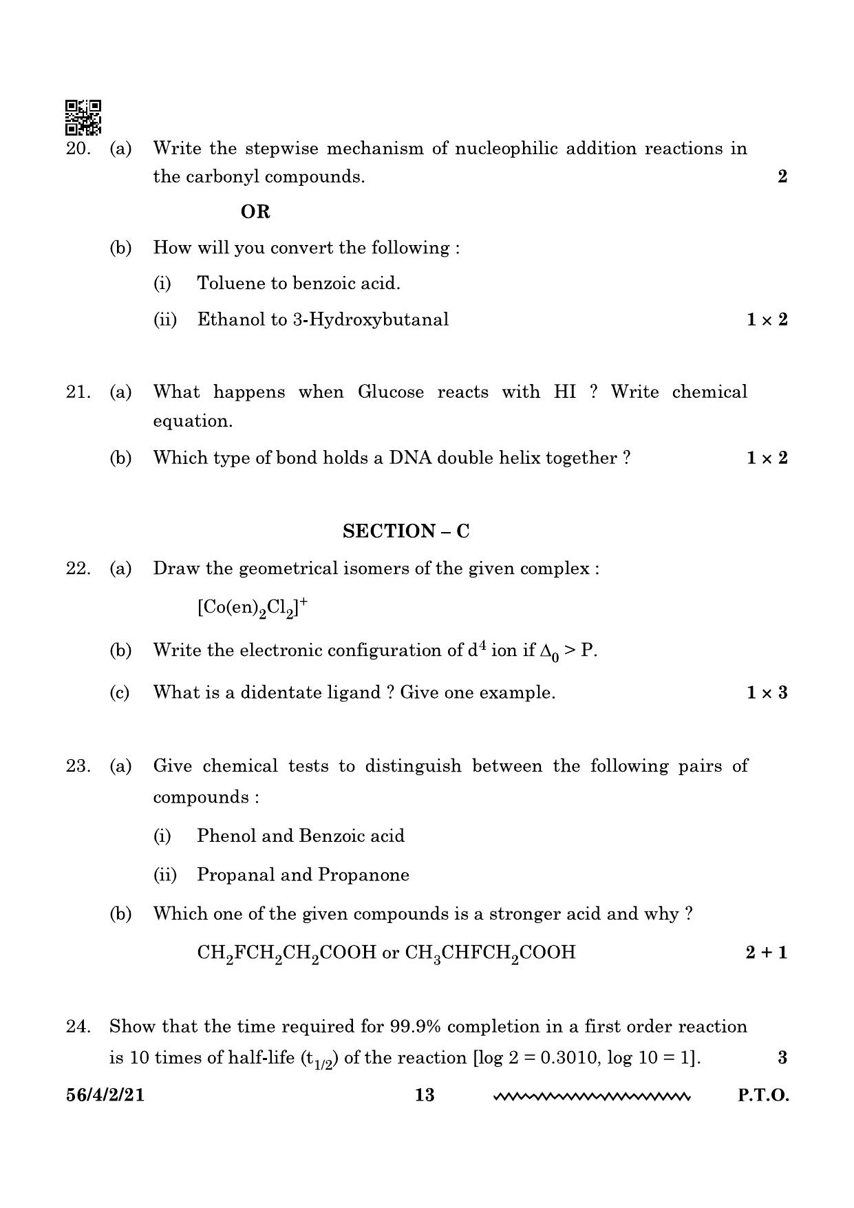 CBSE Class 12 56-4-2 Chemistry 2024 Question Paper - Page 13