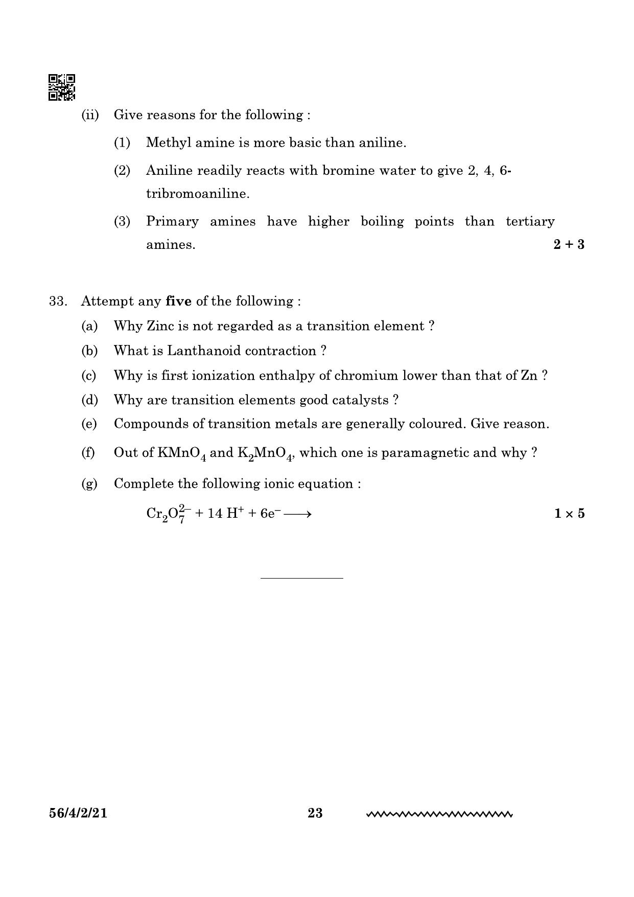 CBSE Class 12 56-4-2 Chemistry 2024 Question Paper - Page 23