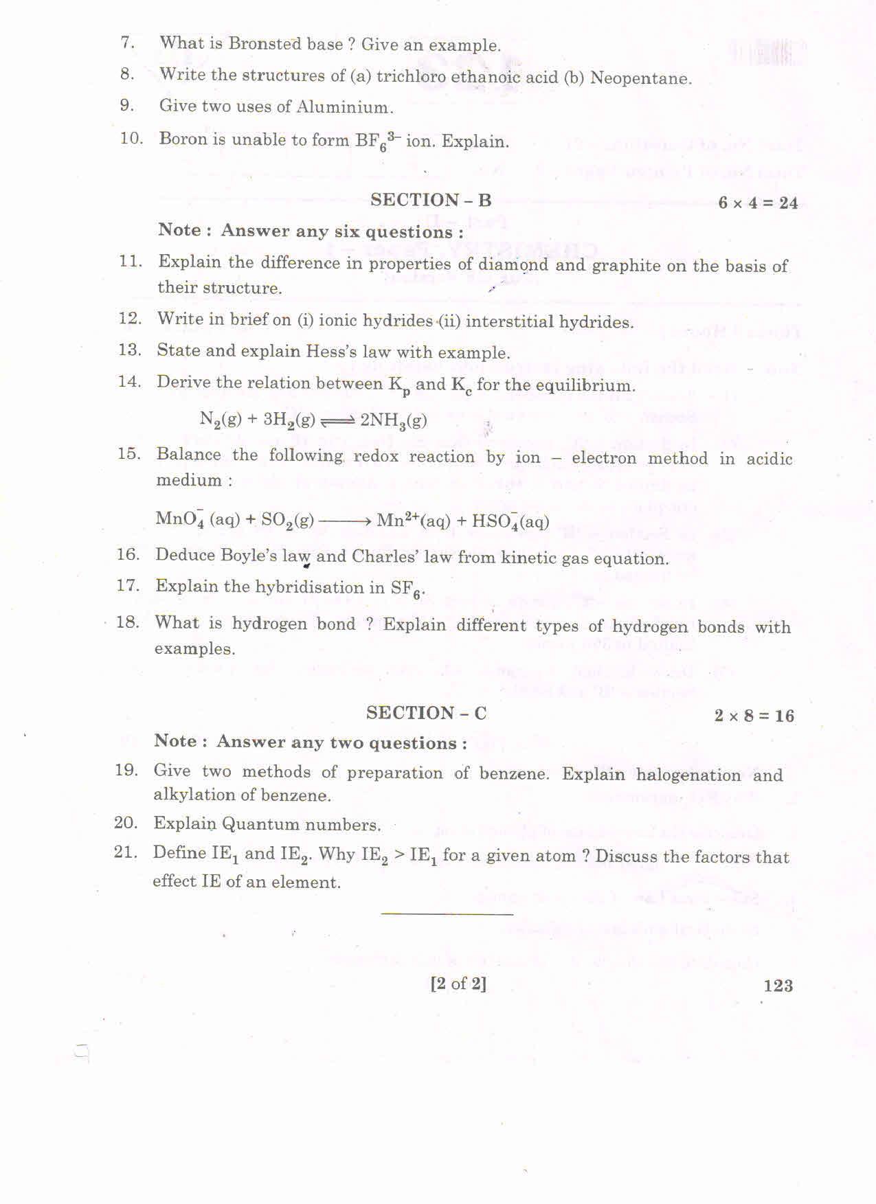 AP Inter 1st Year Chemistry - I(EM) Question Paper September-2021 - Page 2