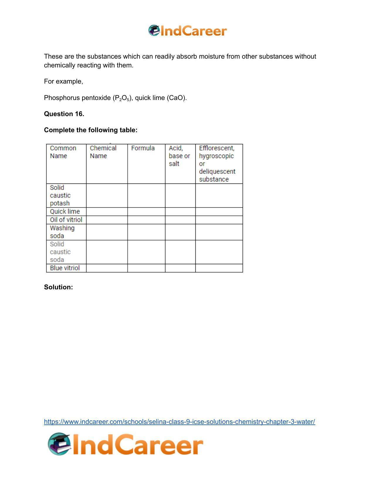 Selina Class 9 ICSE Solutions Chemistry : Chapter 3- Water - Page 17