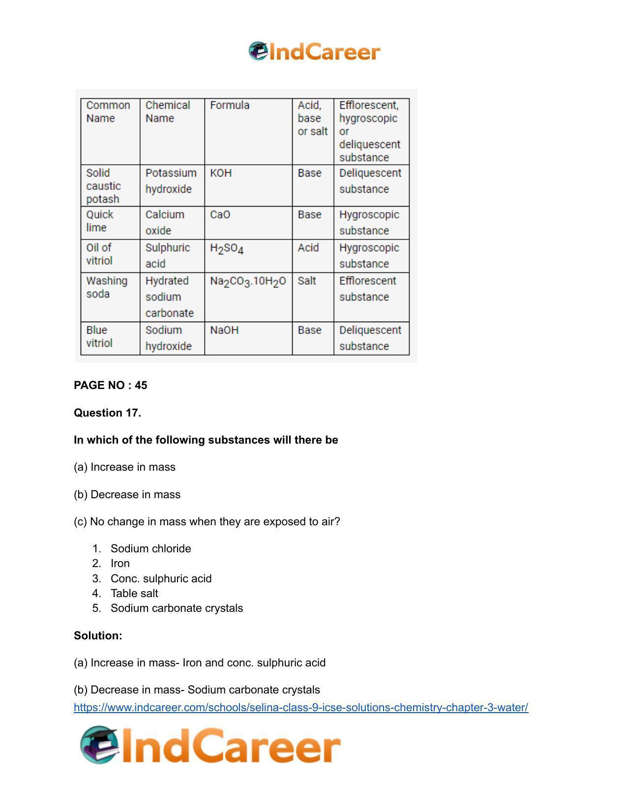 Selina Class 9 ICSE Solutions Chemistry : Chapter 3- Water - Page 18