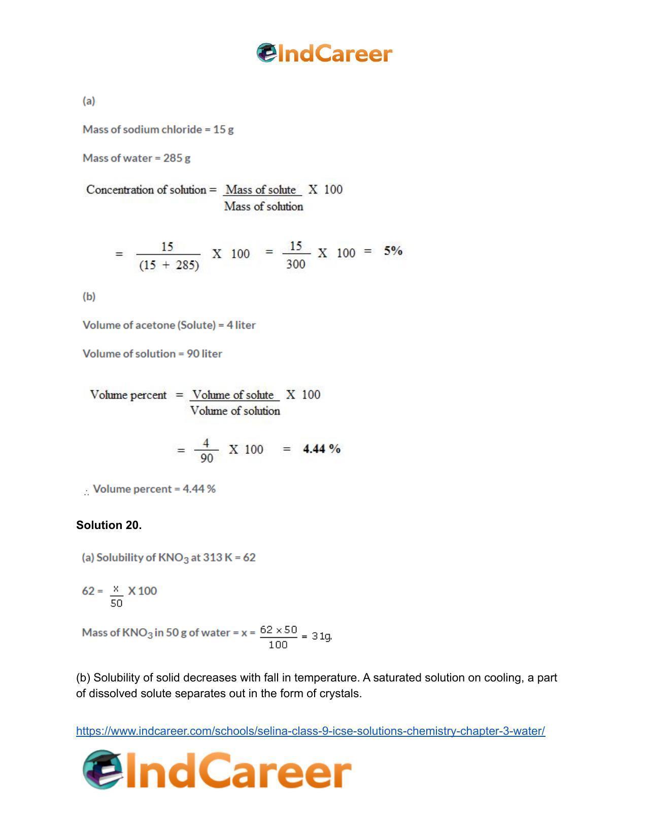 Selina Class 9 ICSE Solutions Chemistry : Chapter 3- Water - Page 20