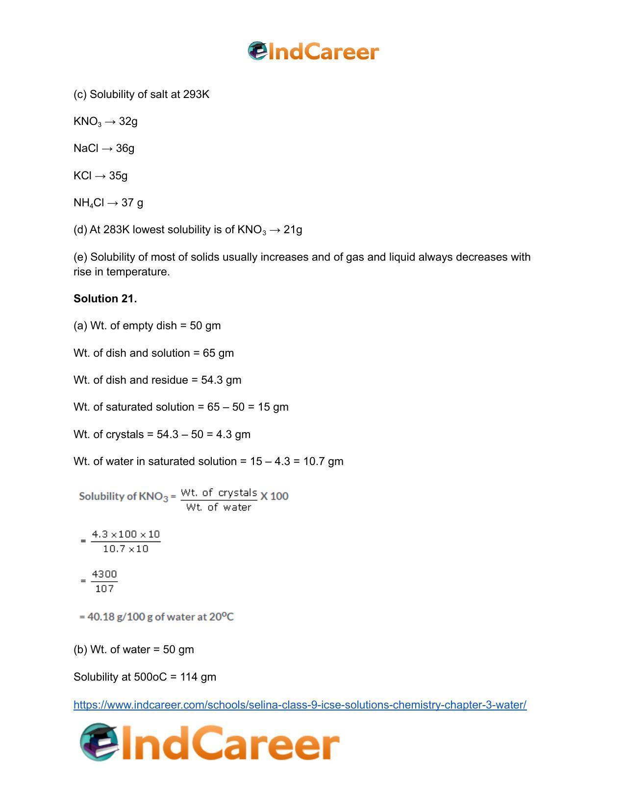 Selina Class 9 ICSE Solutions Chemistry : Chapter 3- Water - Page 21
