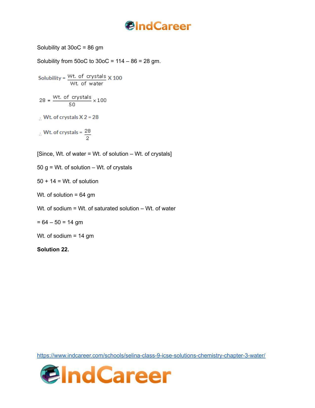 Selina Class 9 ICSE Solutions Chemistry : Chapter 3- Water - Page 22