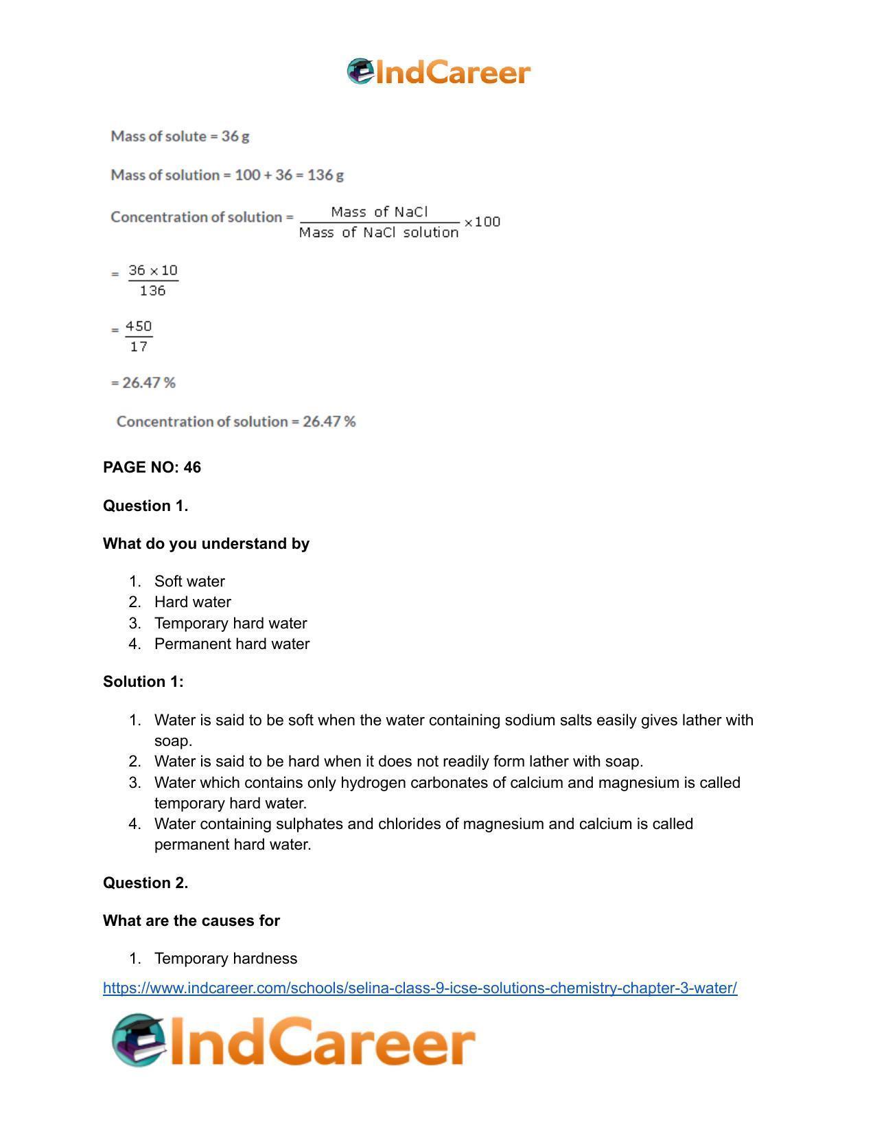 Selina Class 9 ICSE Solutions Chemistry : Chapter 3- Water - Page 23
