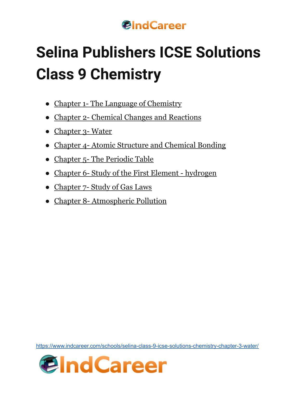 Selina Class 9 ICSE Solutions Chemistry : Chapter 3- Water - Page 30
