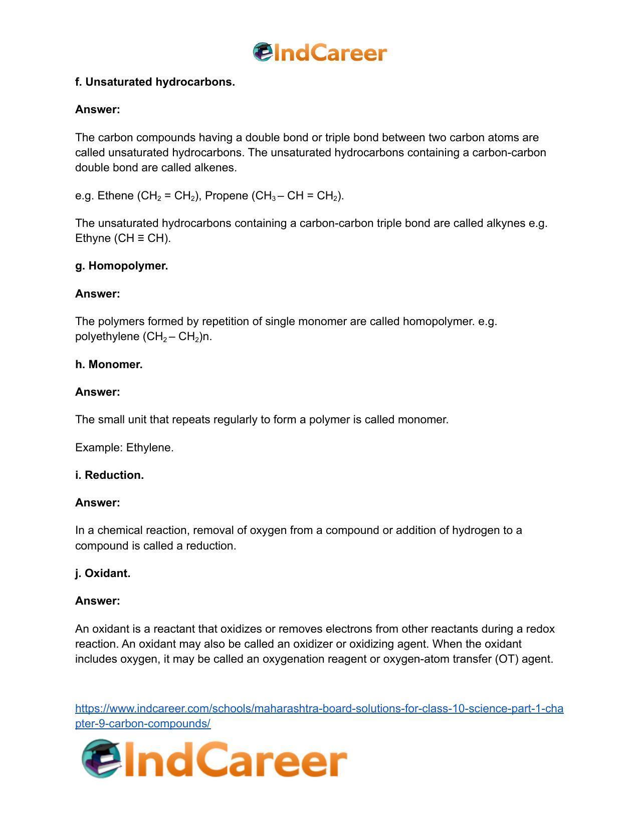 Maharashtra Board Solutions for Class 10- Science (Part 1): Chapter 9- Carbon Compounds - Page 8