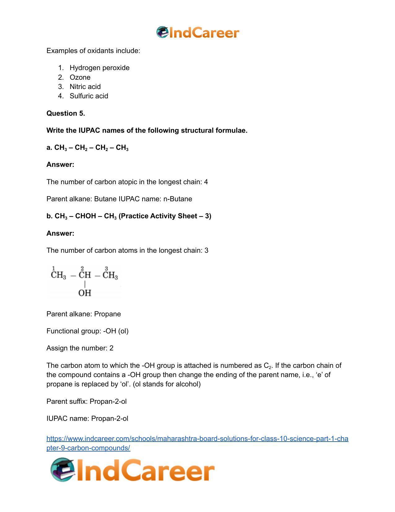 Maharashtra Board Solutions for Class 10- Science (Part 1): Chapter 9- Carbon Compounds - Page 9