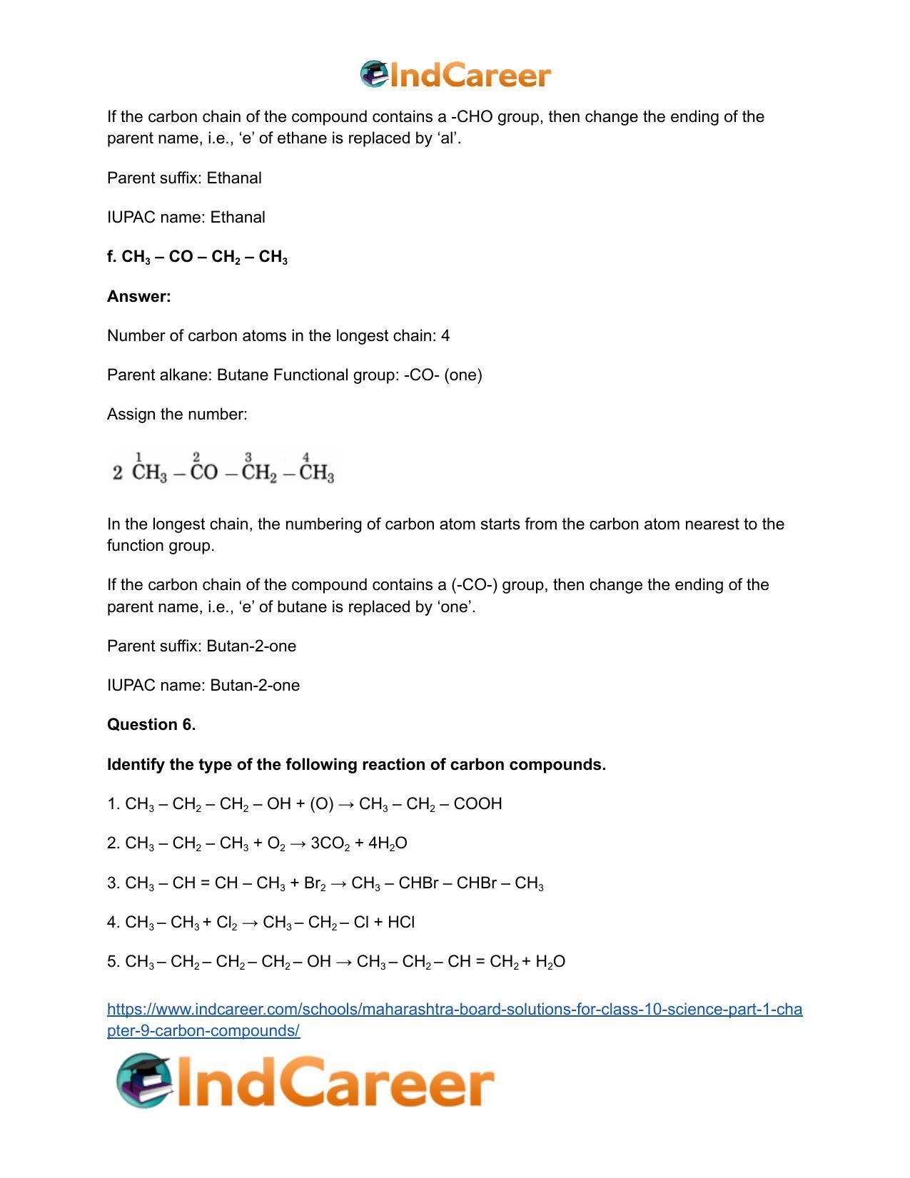 Maharashtra Board Solutions for Class 10- Science (Part 1): Chapter 9- Carbon Compounds - Page 11