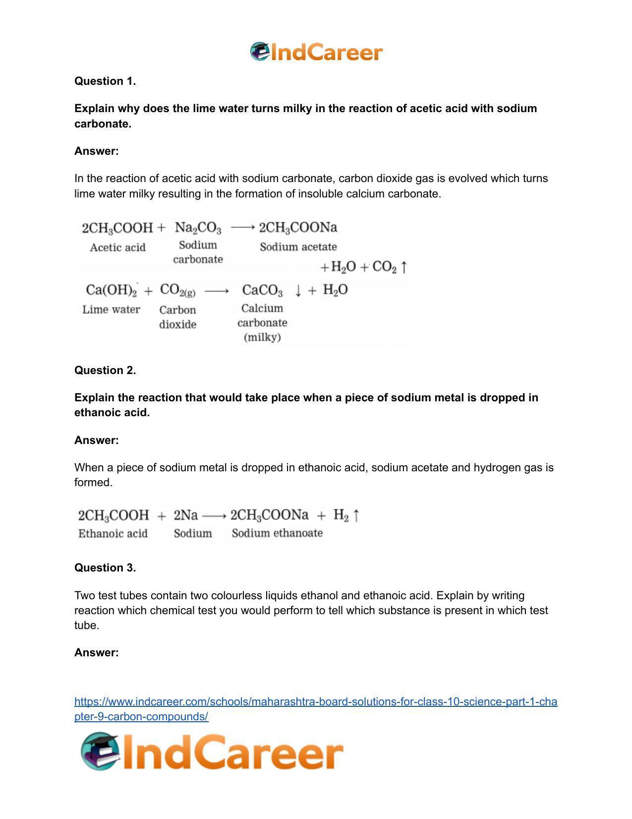Maharashtra Board Solutions for Class 10- Science (Part 1): Chapter 9- Carbon Compounds - Page 34