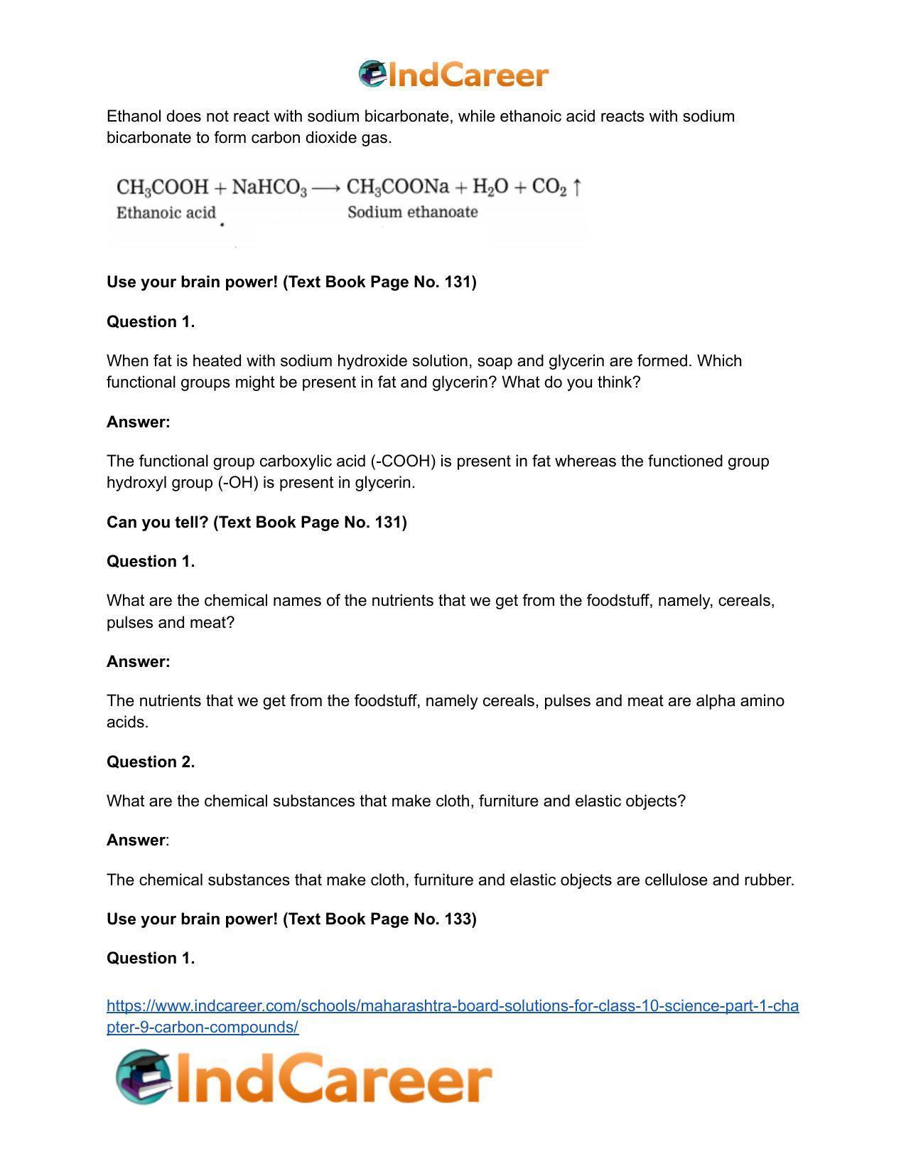 Maharashtra Board Solutions for Class 10- Science (Part 1): Chapter 9- Carbon Compounds - Page 35
