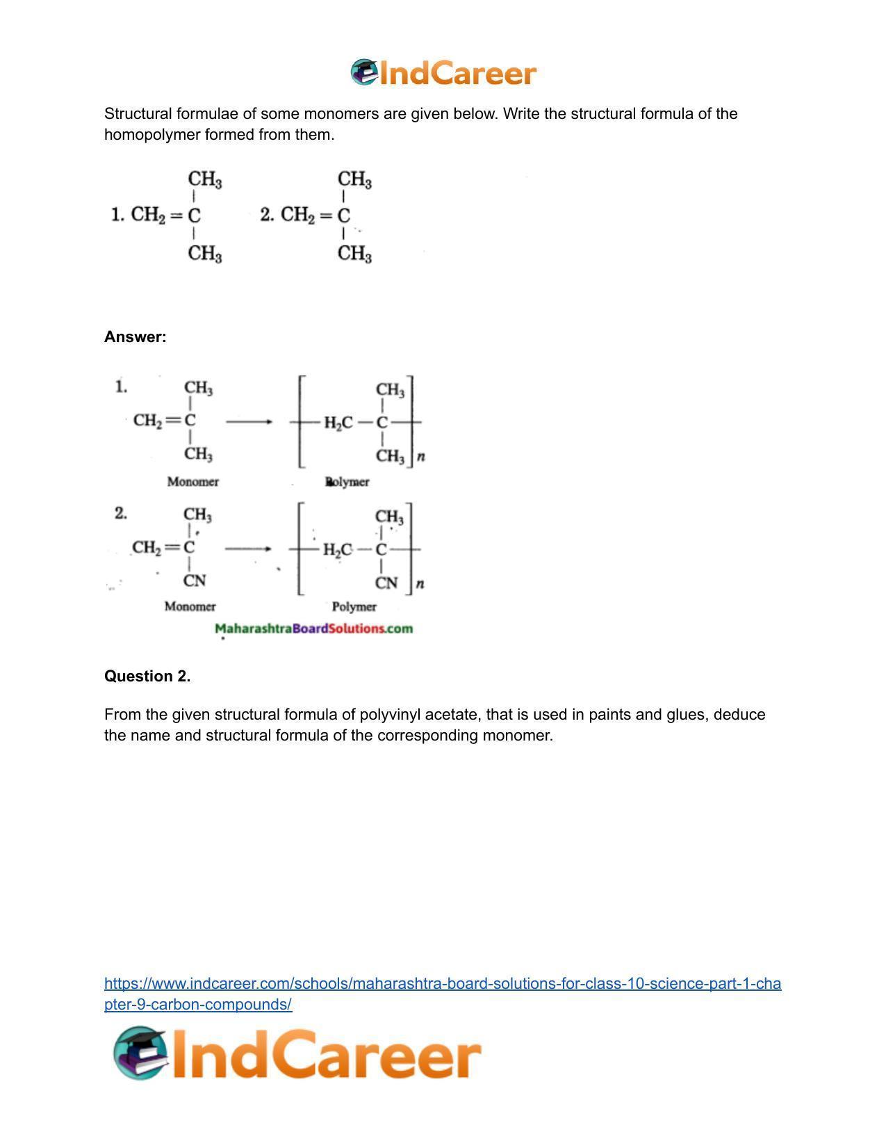 Maharashtra Board Solutions for Class 10- Science (Part 1): Chapter 9- Carbon Compounds - Page 36