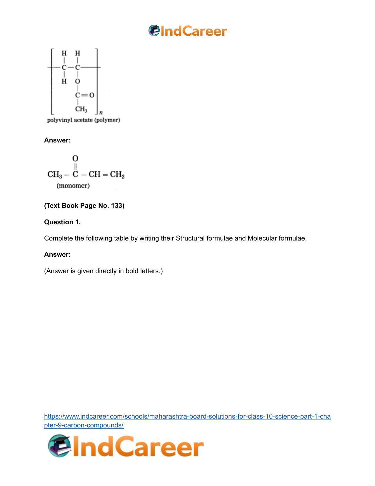Maharashtra Board Solutions for Class 10- Science (Part 1): Chapter 9- Carbon Compounds - Page 37