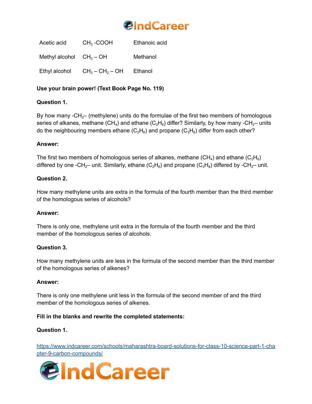 Maharashtra Board Solutions for Class 10- Science (Part 1): Chapter 9- Carbon Compounds - Page 41