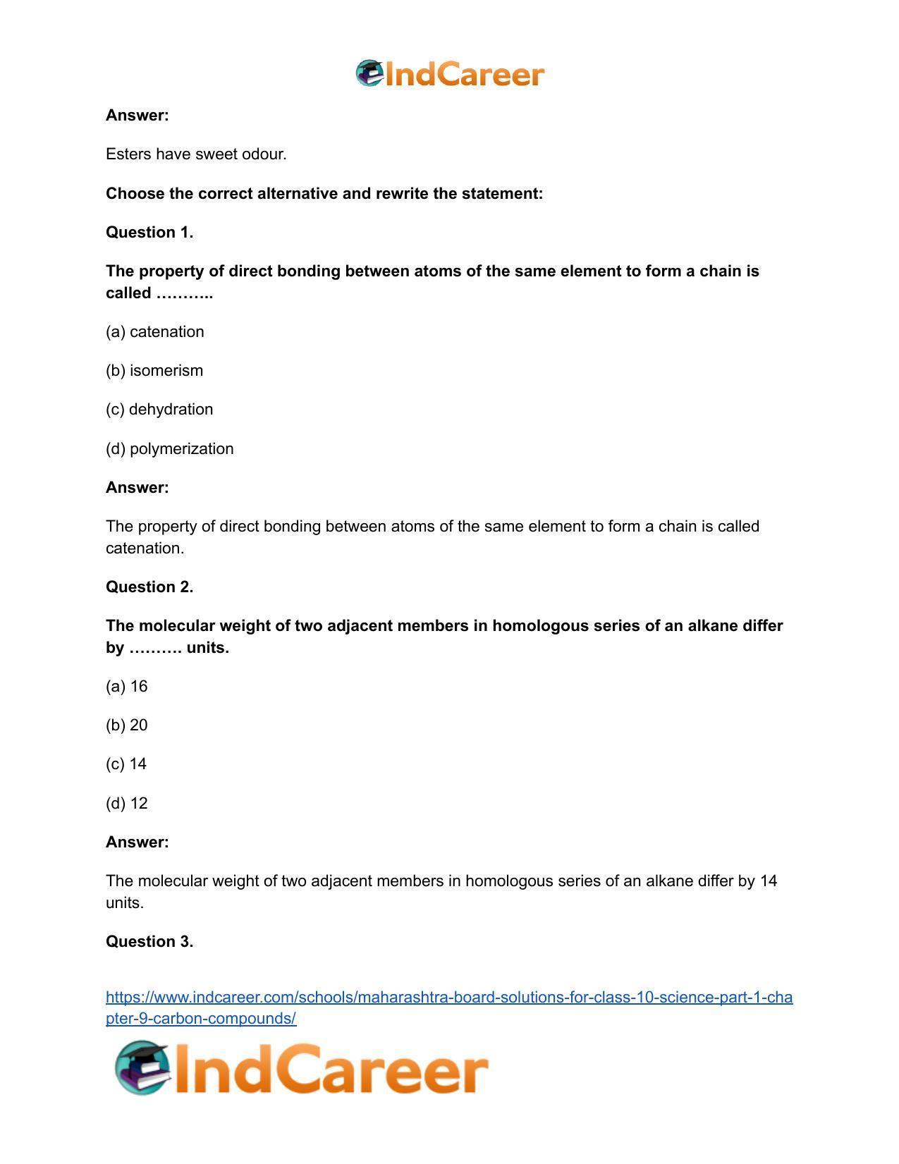 Maharashtra Board Solutions for Class 10- Science (Part 1): Chapter 9- Carbon Compounds - Page 45