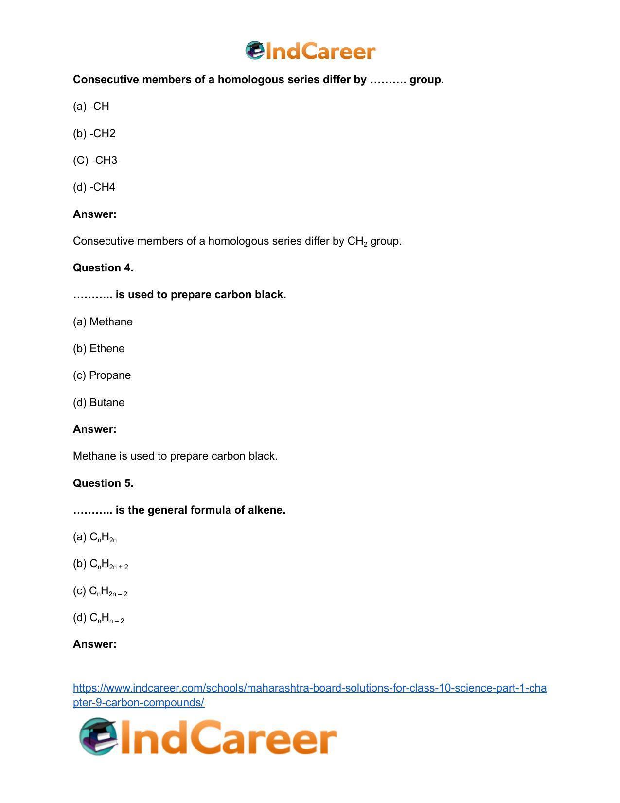 Maharashtra Board Solutions for Class 10- Science (Part 1): Chapter 9- Carbon Compounds - Page 46