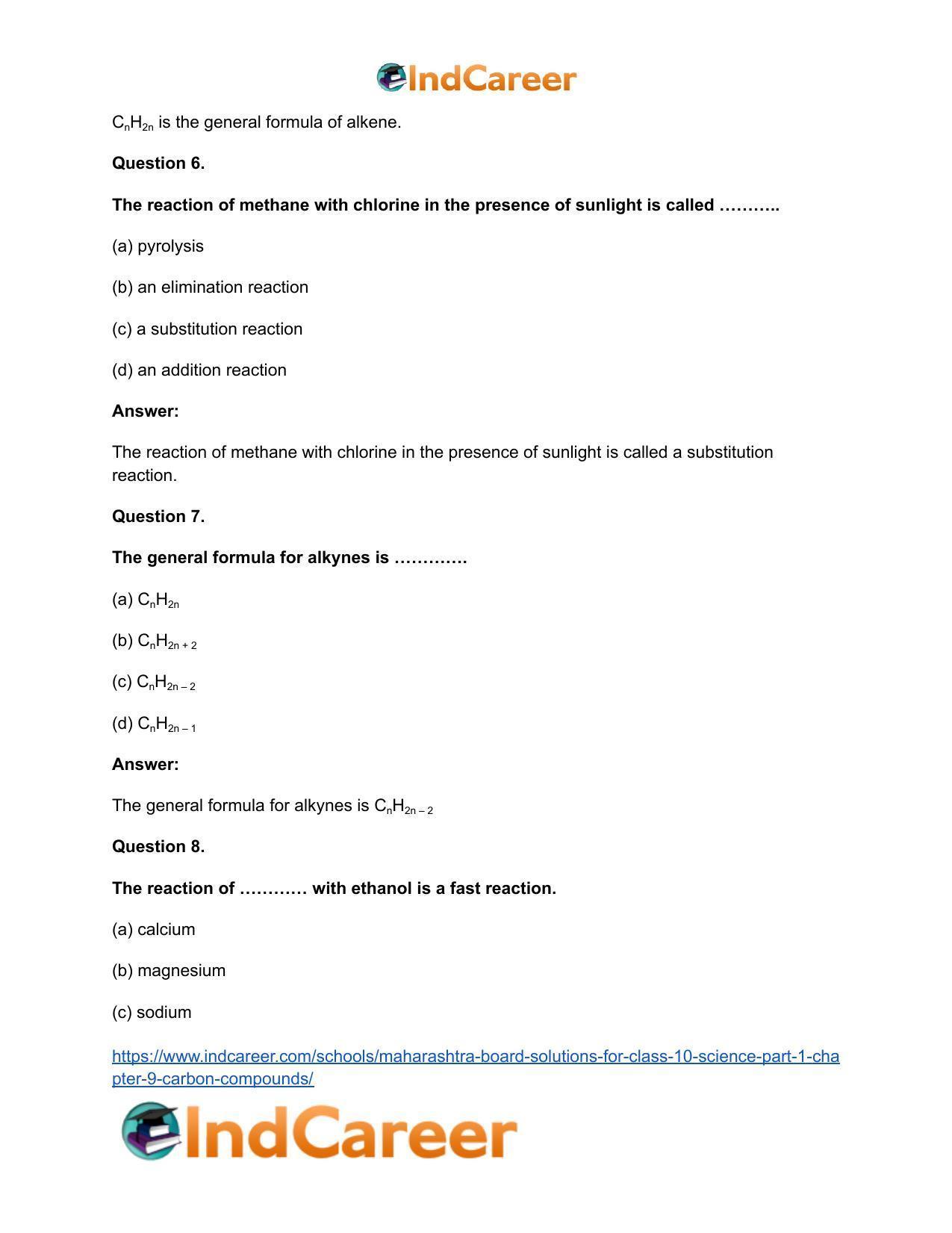 Maharashtra Board Solutions for Class 10- Science (Part 1): Chapter 9- Carbon Compounds - Page 47