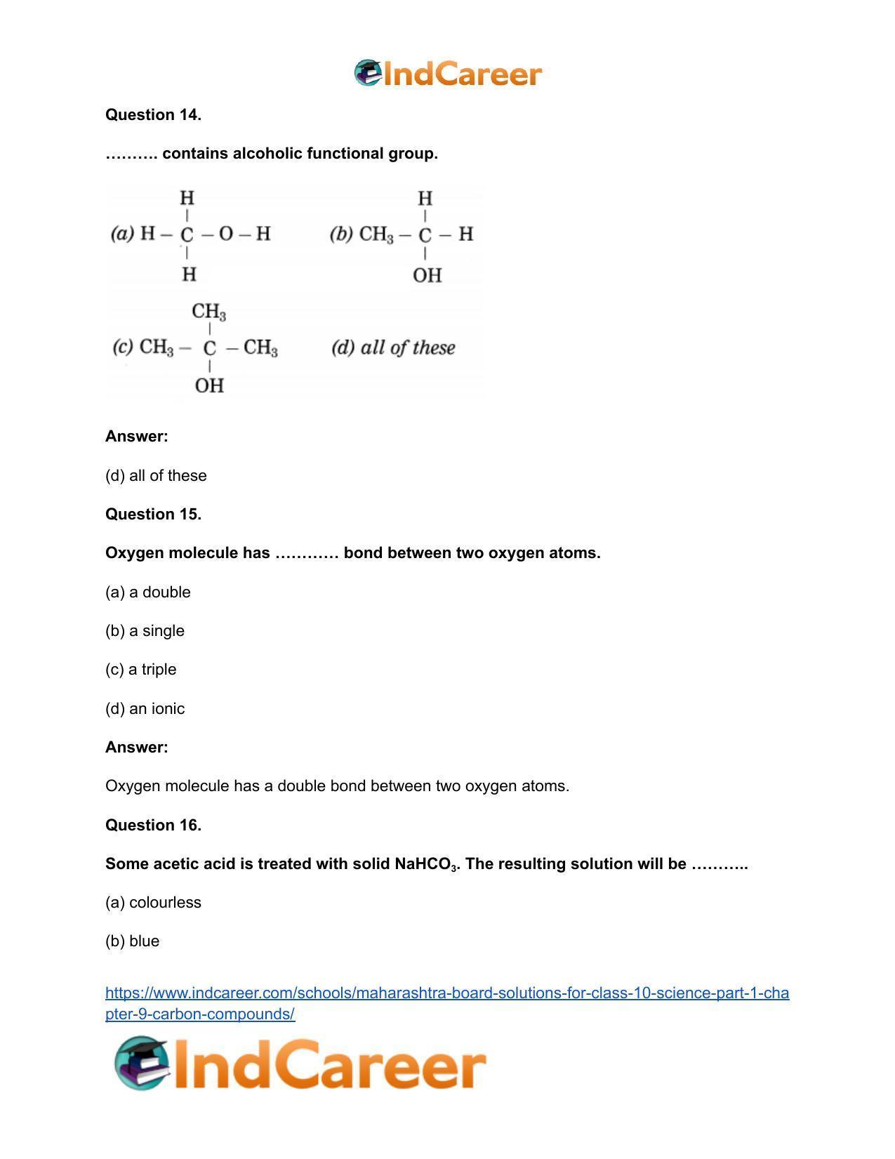 Maharashtra Board Solutions for Class 10- Science (Part 1): Chapter 9- Carbon Compounds - Page 50