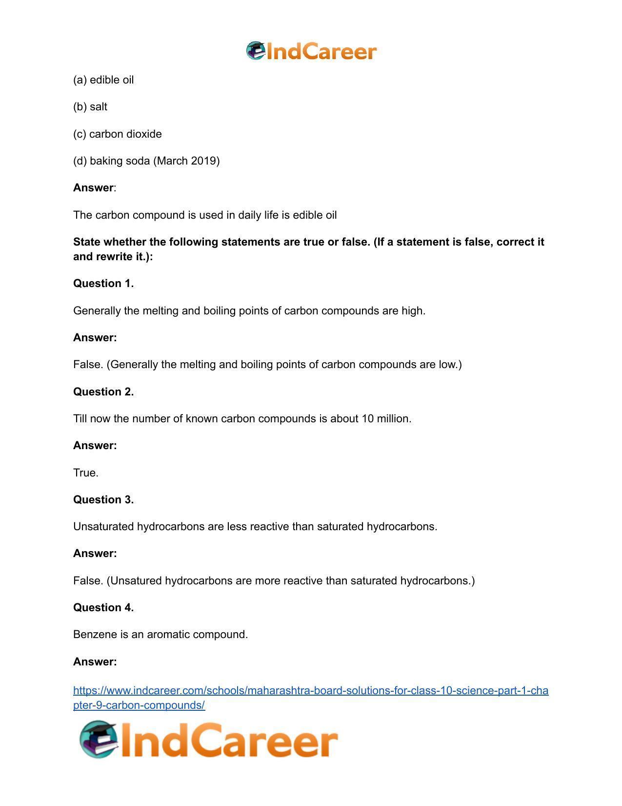Maharashtra Board Solutions for Class 10- Science (Part 1): Chapter 9- Carbon Compounds - Page 55