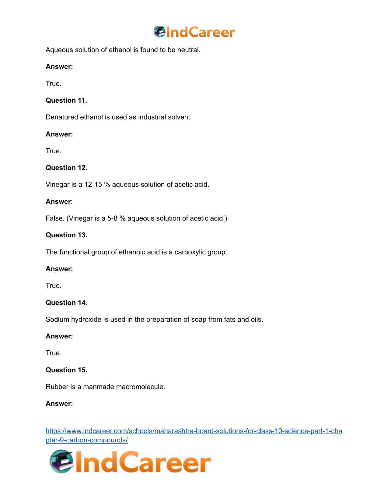 Maharashtra Board Solutions for Class 10- Science (Part 1): Chapter 9- Carbon Compounds - Page 57