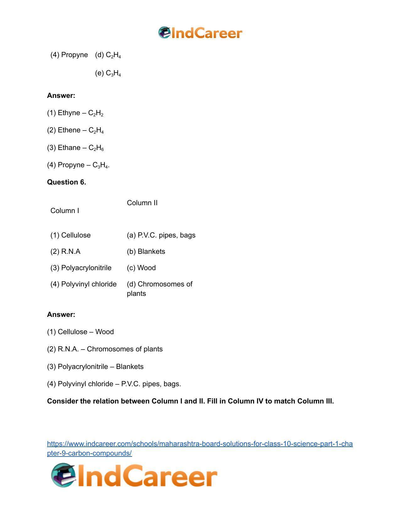 Maharashtra Board Solutions for Class 10- Science (Part 1): Chapter 9- Carbon Compounds - Page 63