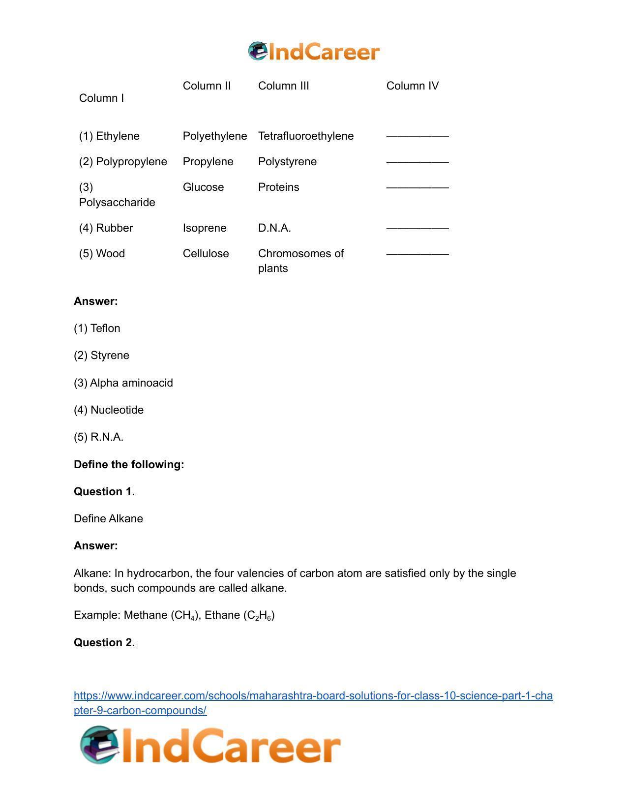 Maharashtra Board Solutions for Class 10- Science (Part 1): Chapter 9- Carbon Compounds - Page 64
