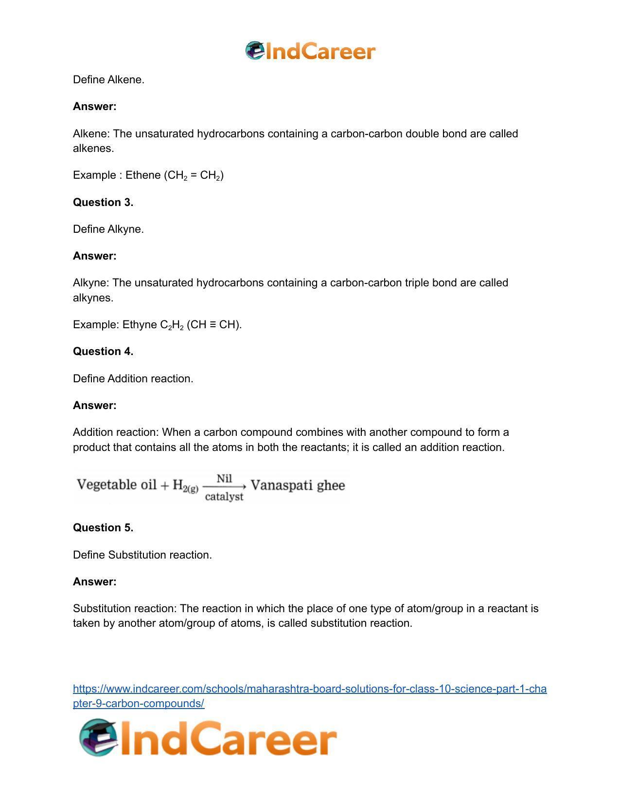 Maharashtra Board Solutions for Class 10- Science (Part 1): Chapter 9- Carbon Compounds - Page 65