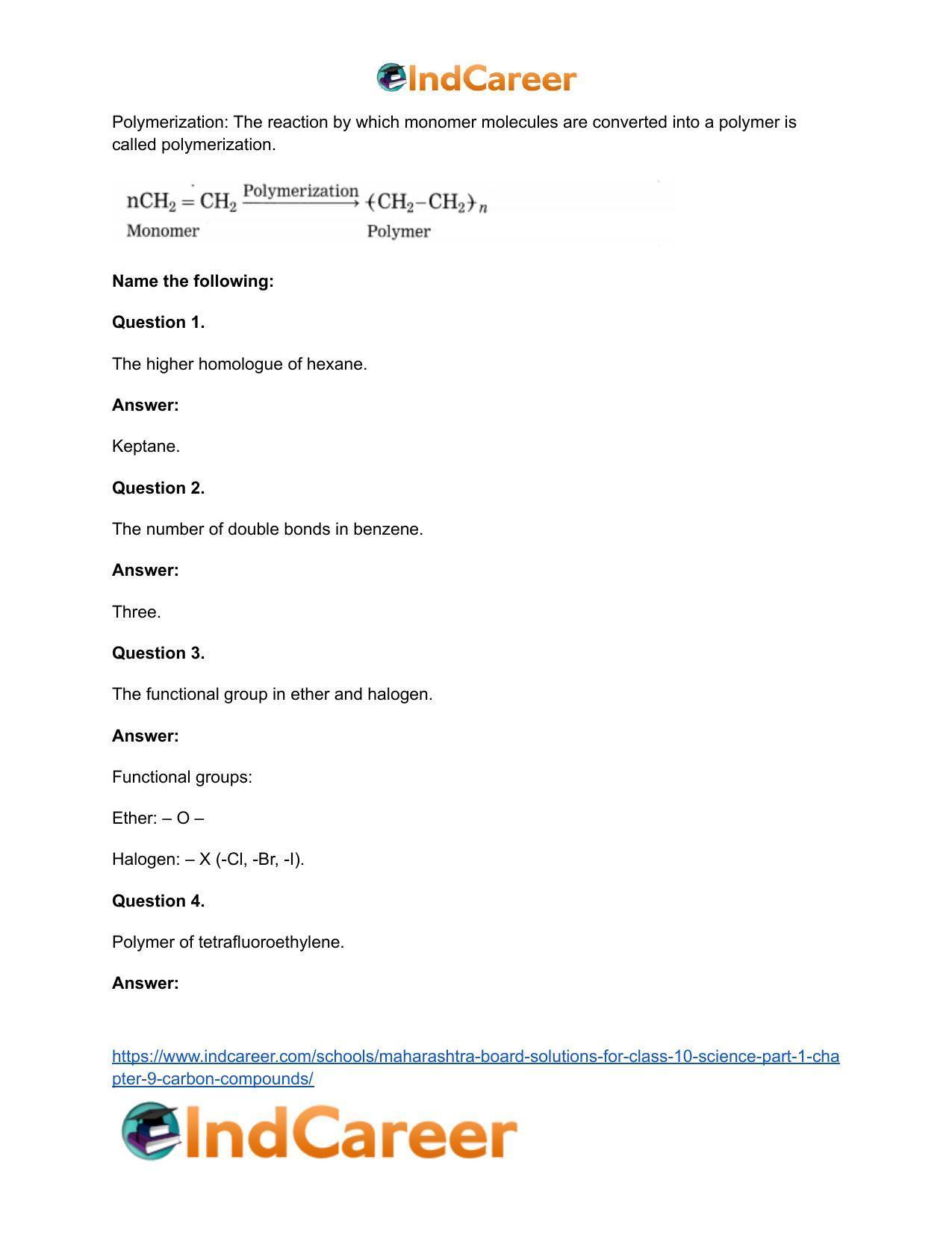 Maharashtra Board Solutions for Class 10- Science (Part 1): Chapter 9- Carbon Compounds - Page 67