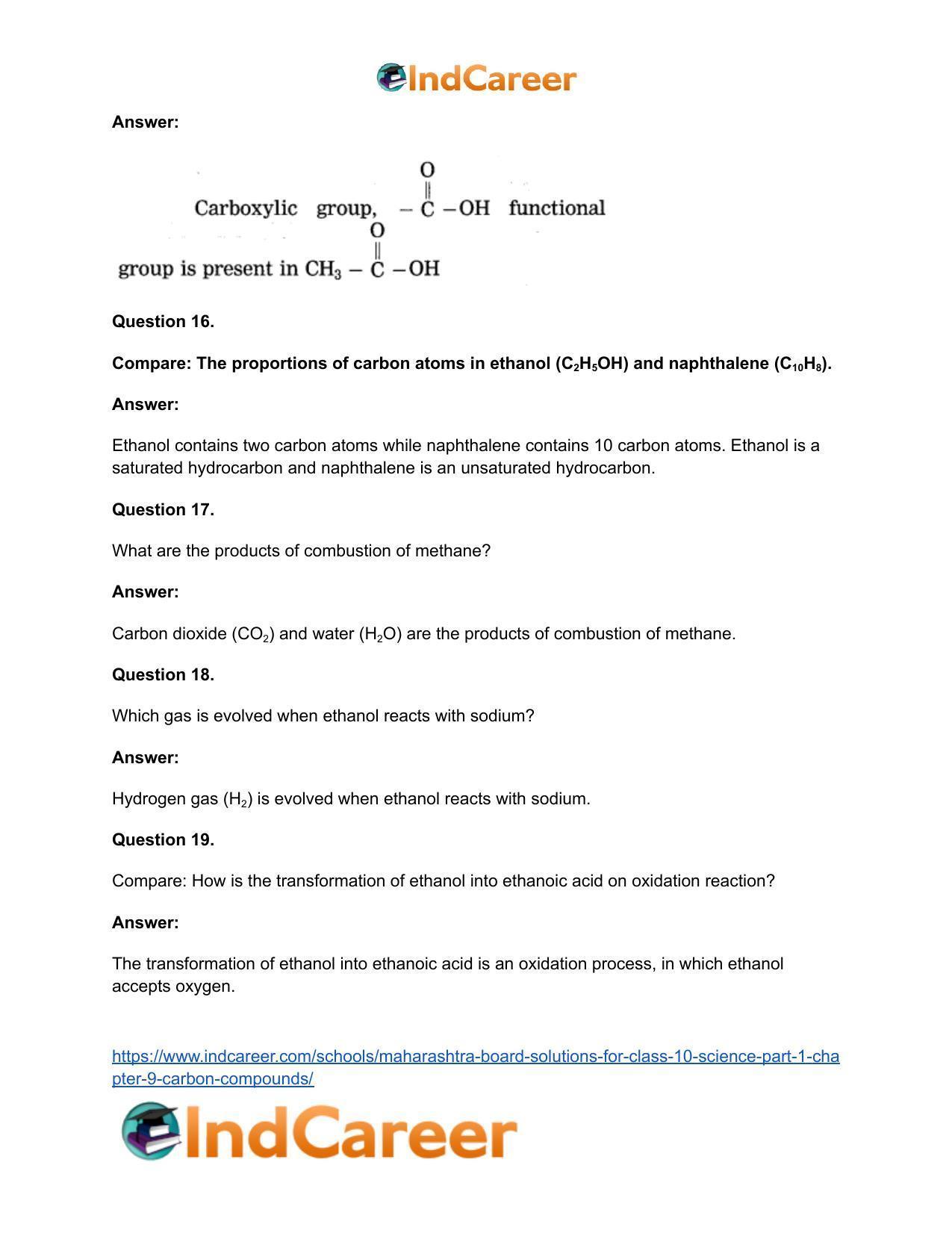 Maharashtra Board Solutions for Class 10- Science (Part 1): Chapter 9- Carbon Compounds - Page 73
