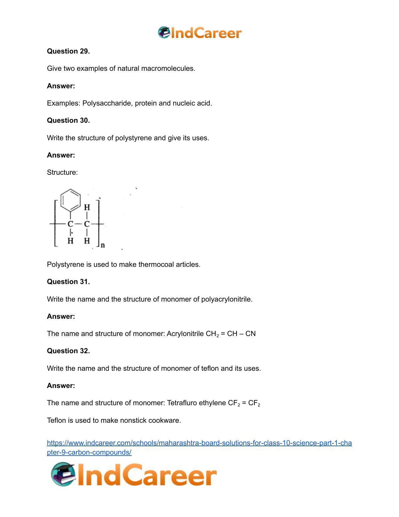 Maharashtra Board Solutions for Class 10- Science (Part 1): Chapter 9- Carbon Compounds - Page 76