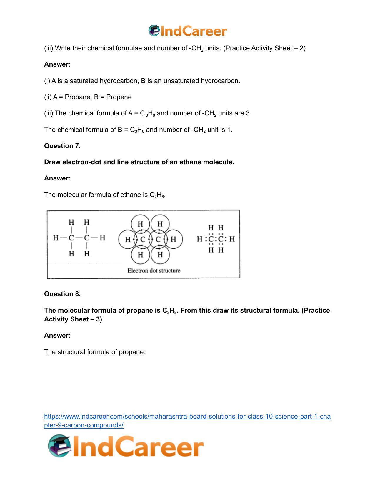 Maharashtra Board Solutions for Class 10- Science (Part 1): Chapter 9- Carbon Compounds - Page 81