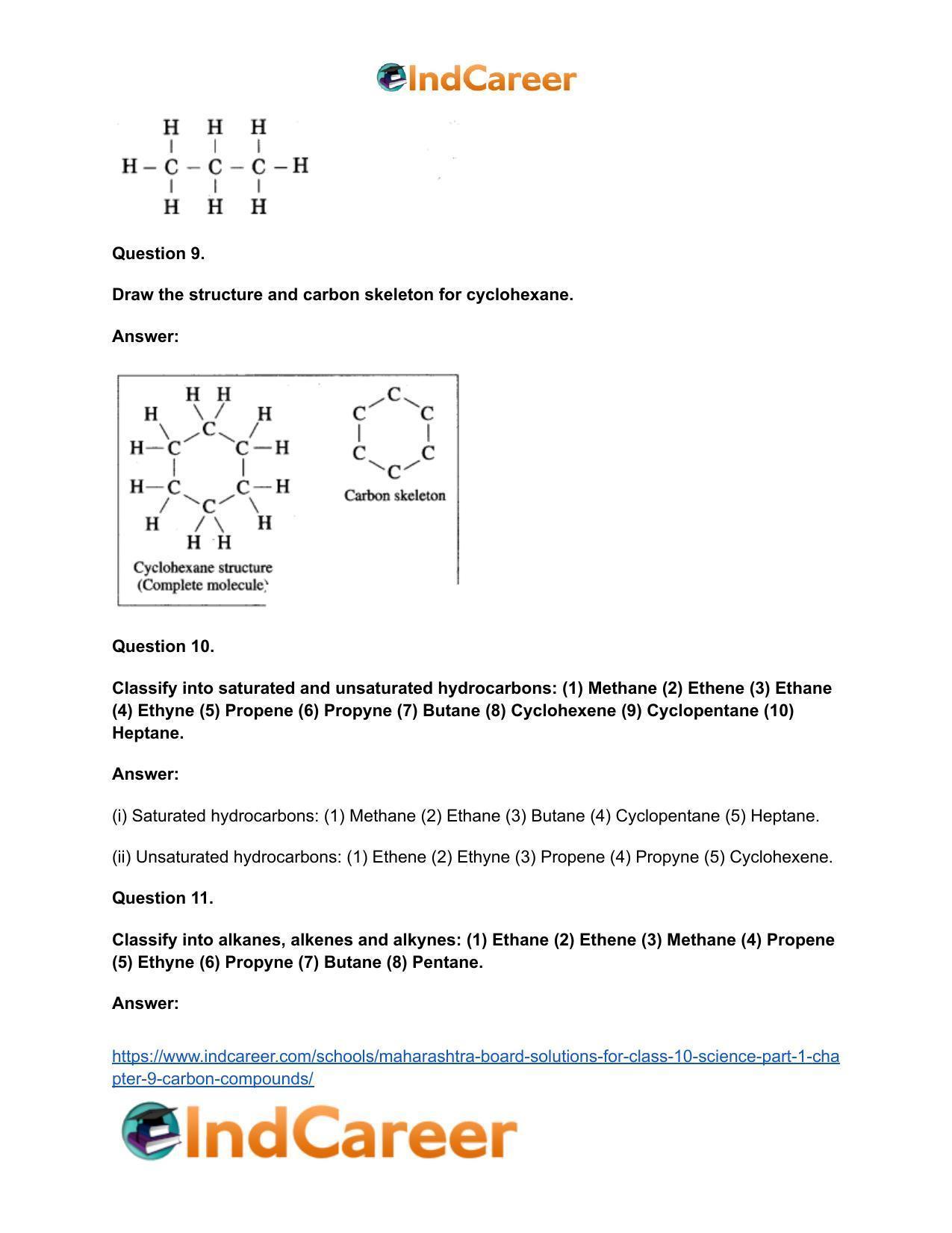 Maharashtra Board Solutions for Class 10- Science (Part 1): Chapter 9- Carbon Compounds - Page 82