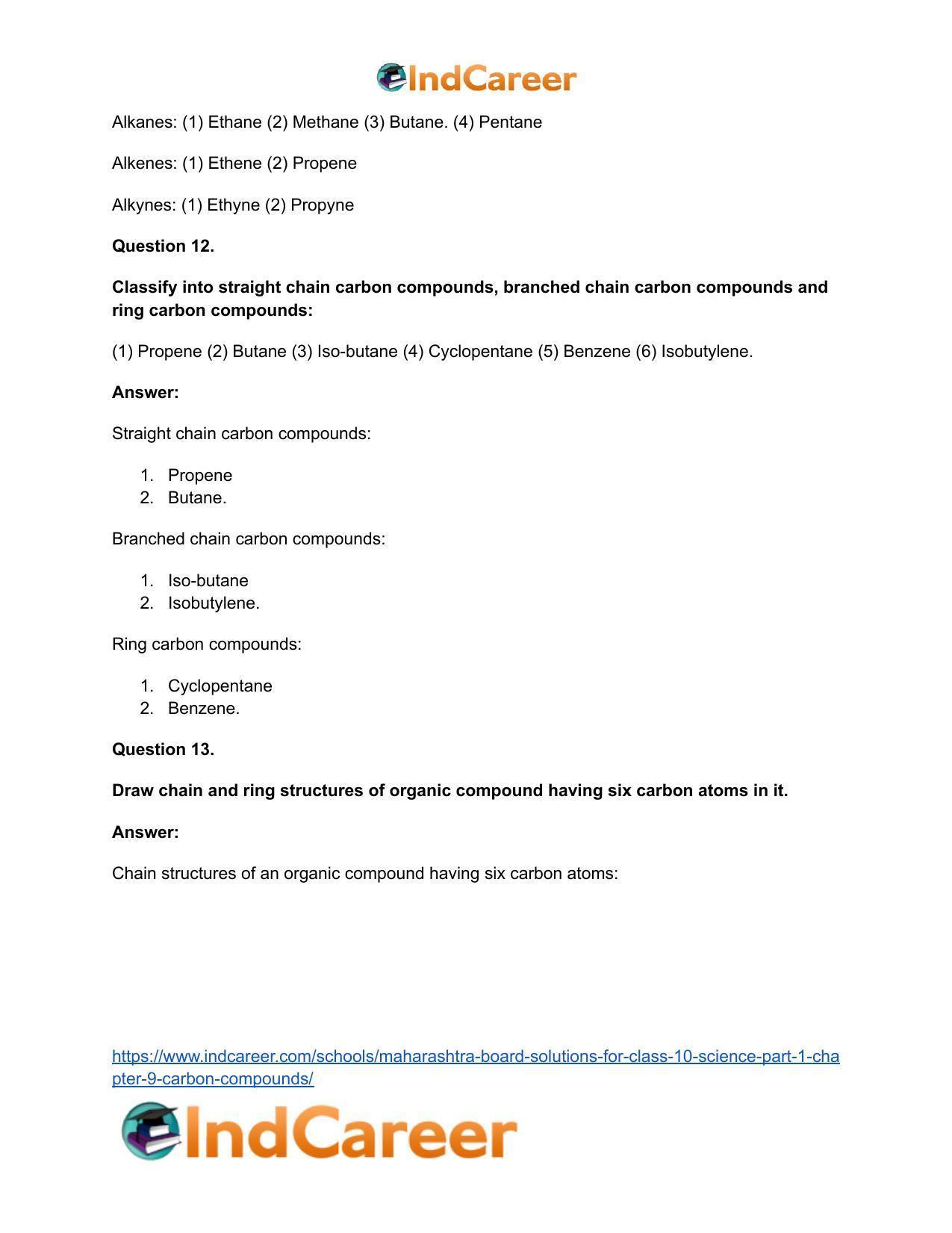 Maharashtra Board Solutions for Class 10- Science (Part 1): Chapter 9- Carbon Compounds - Page 83