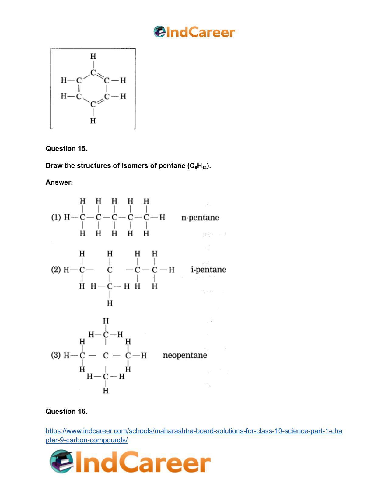 Maharashtra Board Solutions for Class 10- Science (Part 1): Chapter 9- Carbon Compounds - Page 85