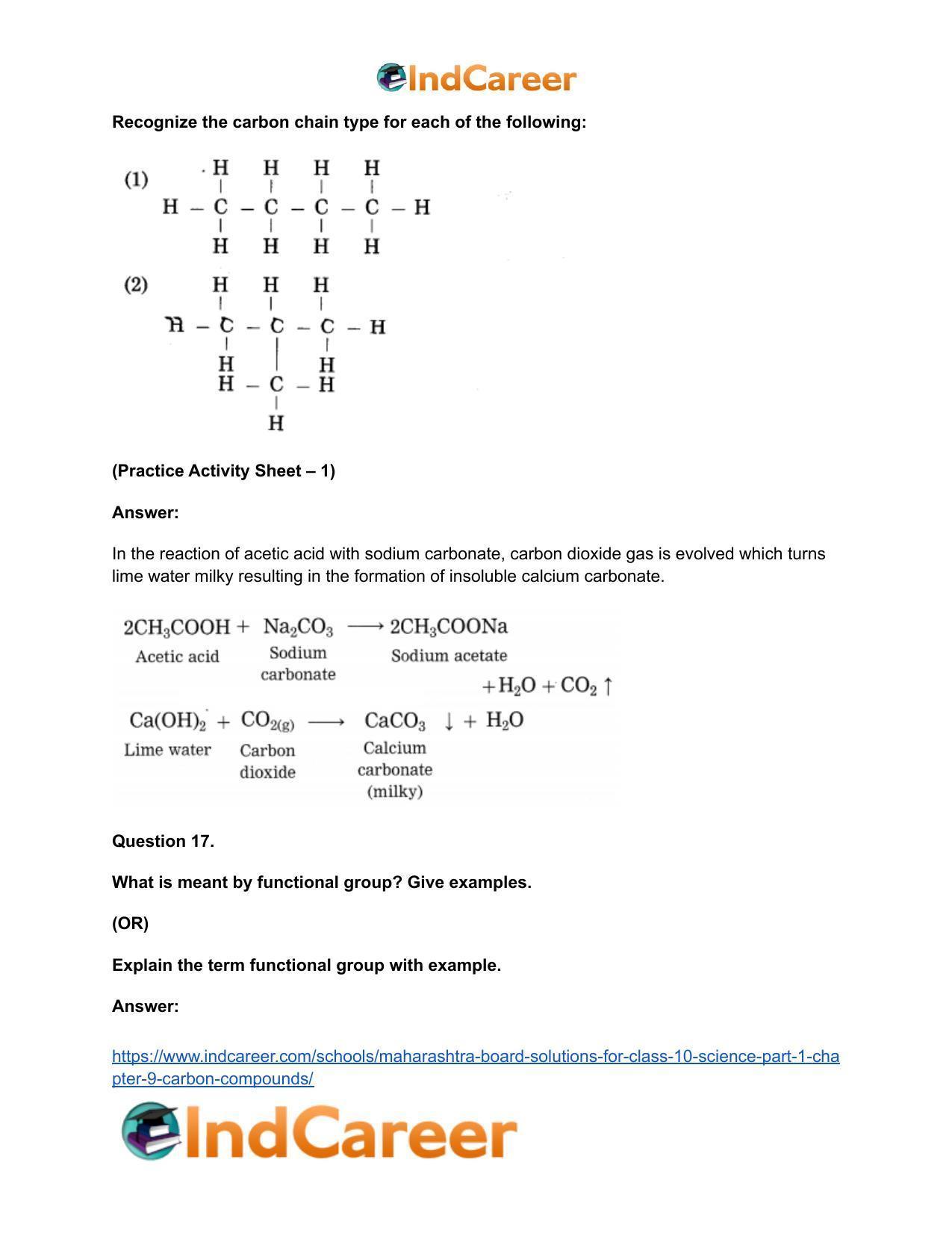 Maharashtra Board Solutions for Class 10- Science (Part 1): Chapter 9- Carbon Compounds - Page 86