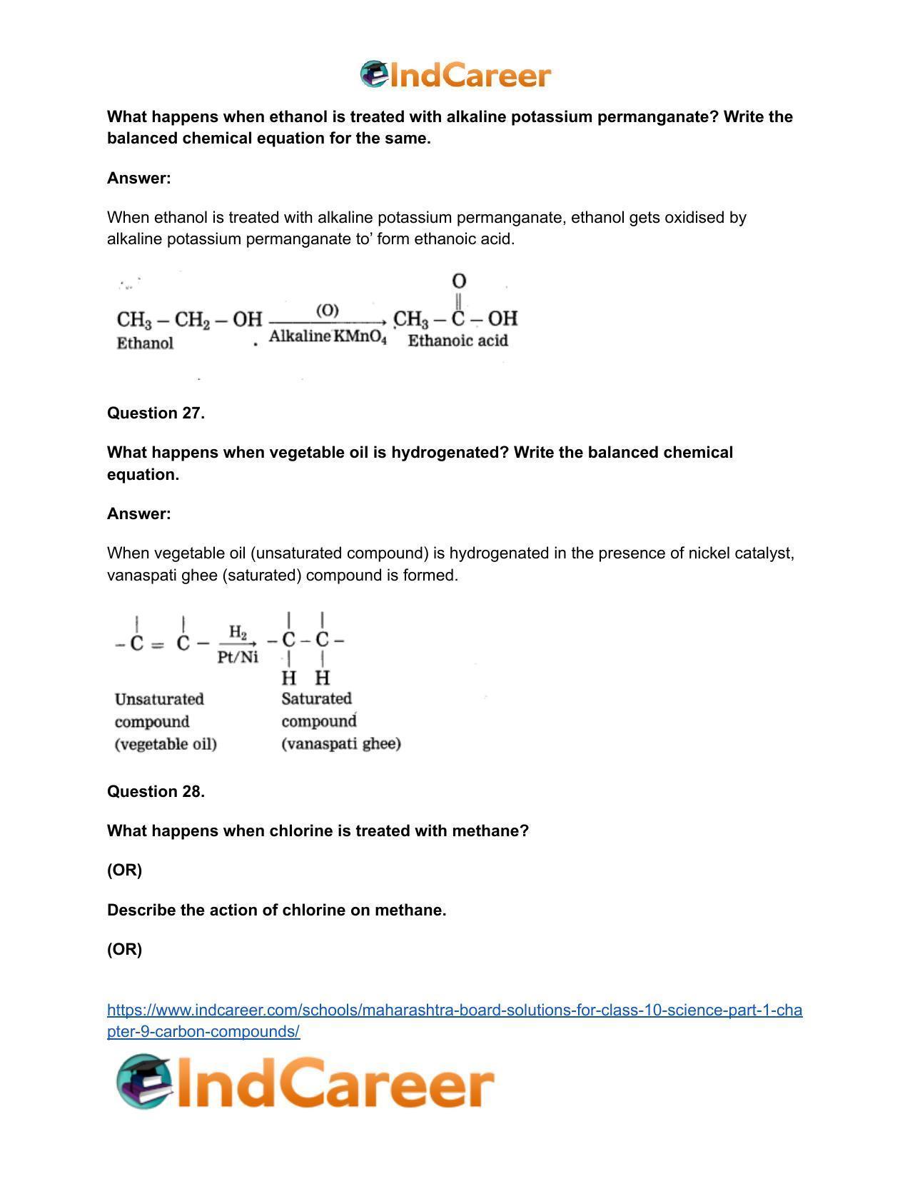 Maharashtra Board Solutions for Class 10- Science (Part 1): Chapter 9- Carbon Compounds - Page 97