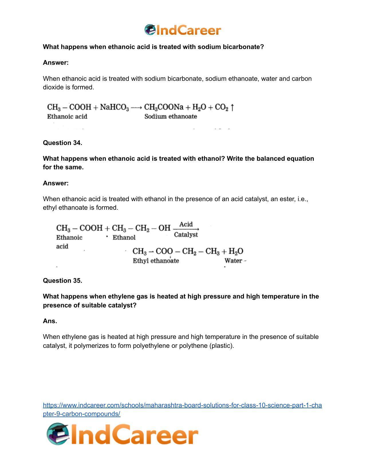 Maharashtra Board Solutions for Class 10- Science (Part 1): Chapter 9- Carbon Compounds - Page 100