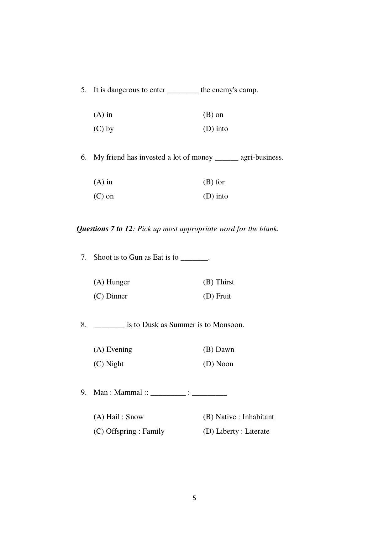ISI Admission Test M.S (LIS) PLB 2022 Sample Paper - Page 5