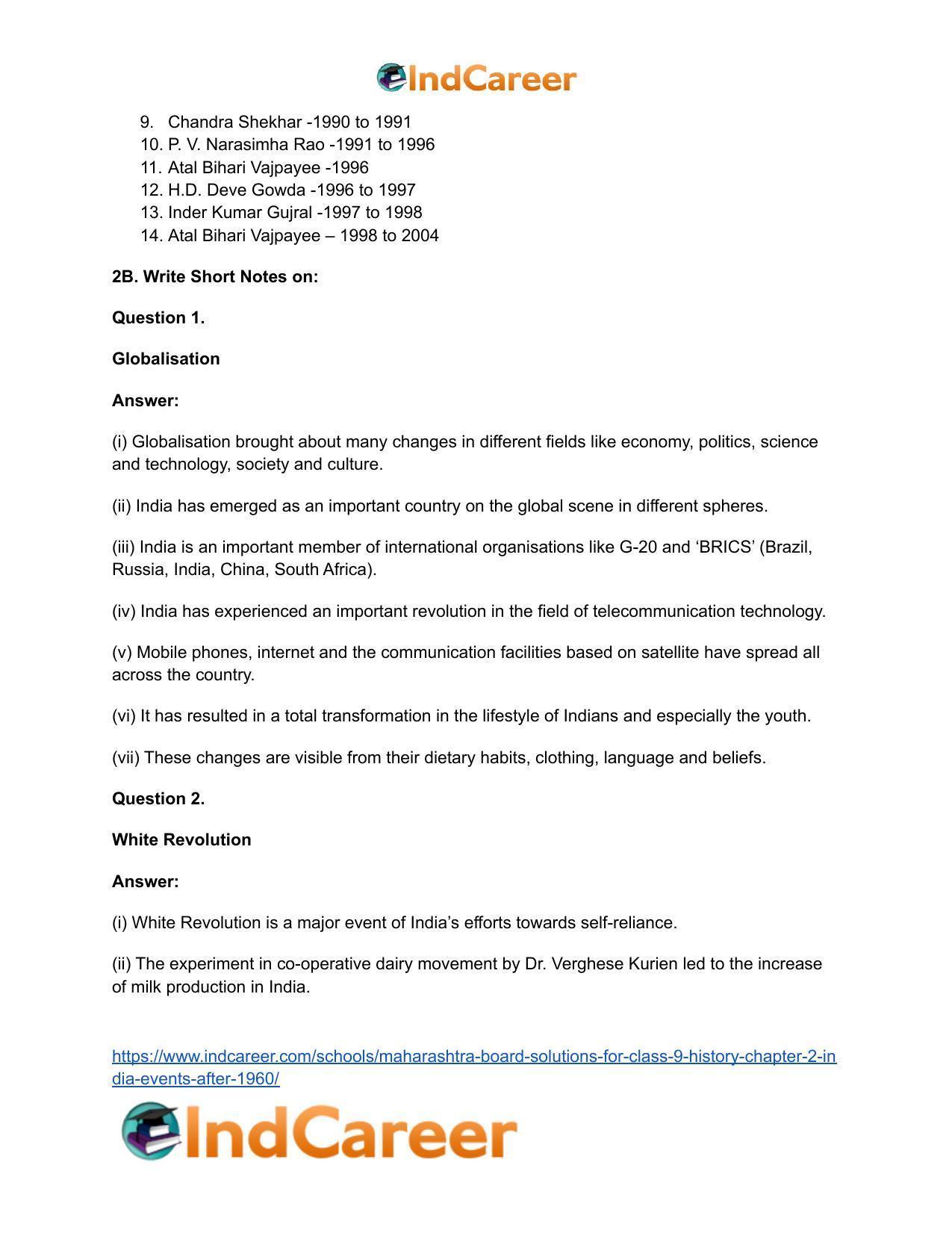 Maharashtra Board Solutions for Class 9- History: Chapter 2- India: Events After 1960 - Page 4