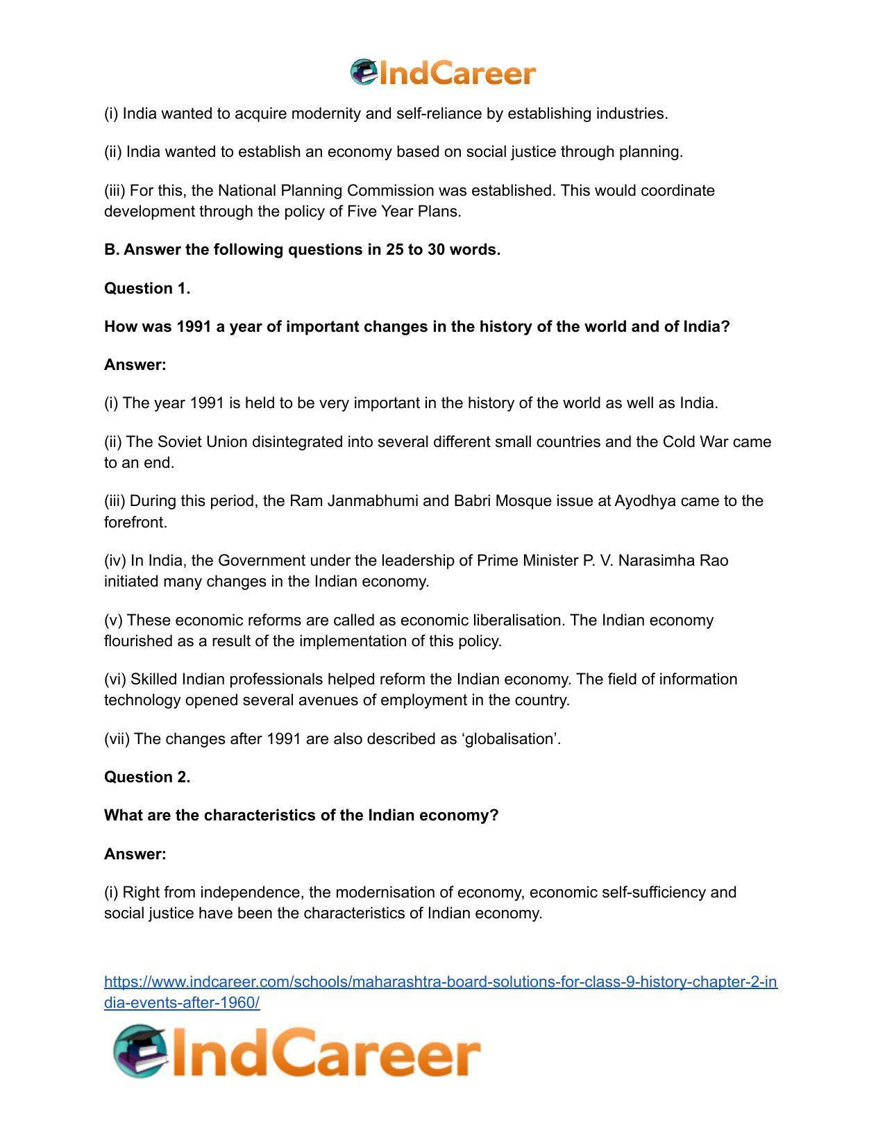Maharashtra Board Solutions for Class 9- History: Chapter 2- India: Events After 1960 - Page 6