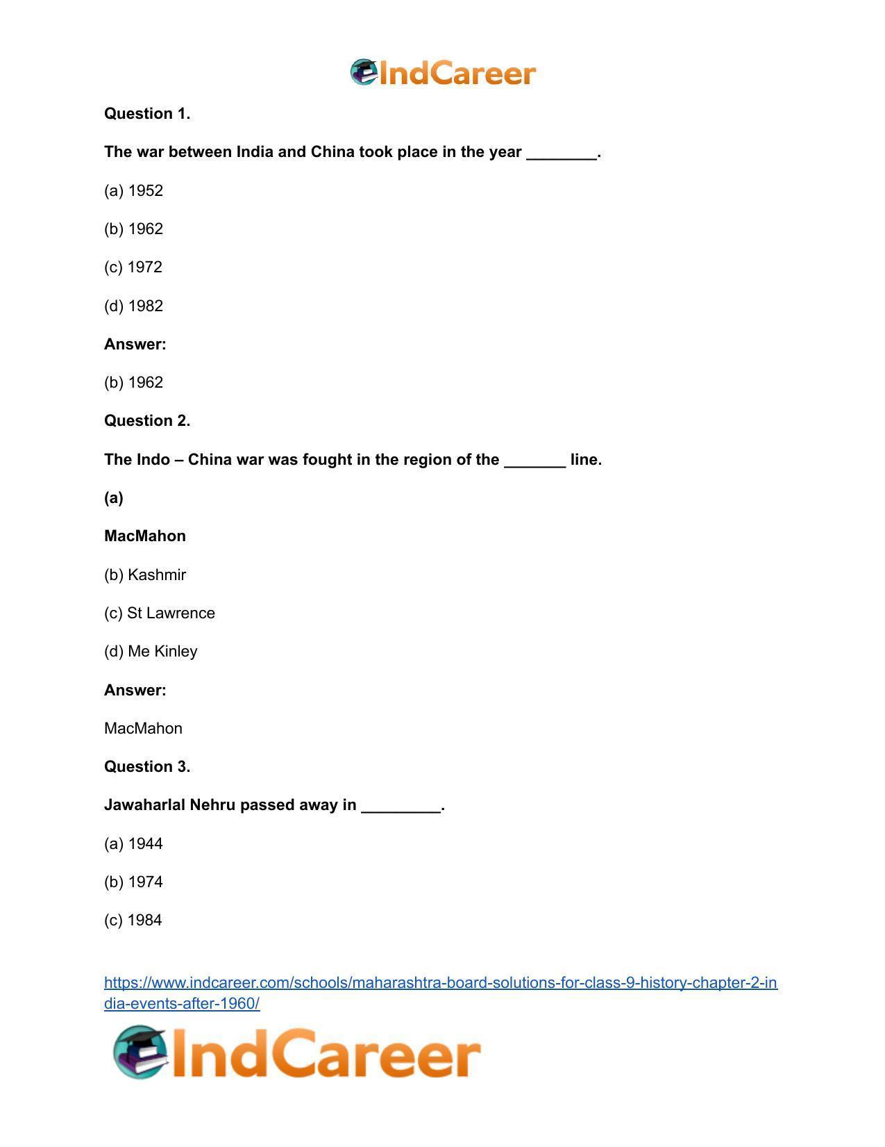 Maharashtra Board Solutions for Class 9- History: Chapter 2- India: Events After 1960 - Page 8