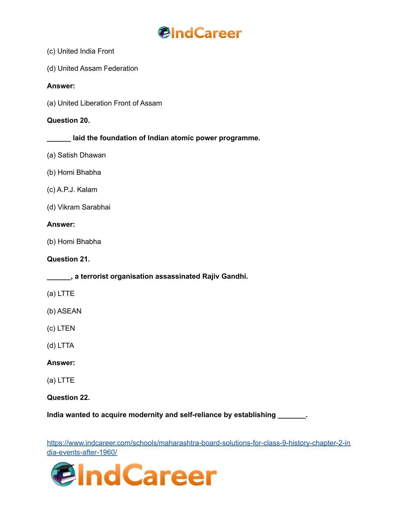 Maharashtra Board Solutions for Class 9- History: Chapter 2- India: Events After 1960 - Page 15