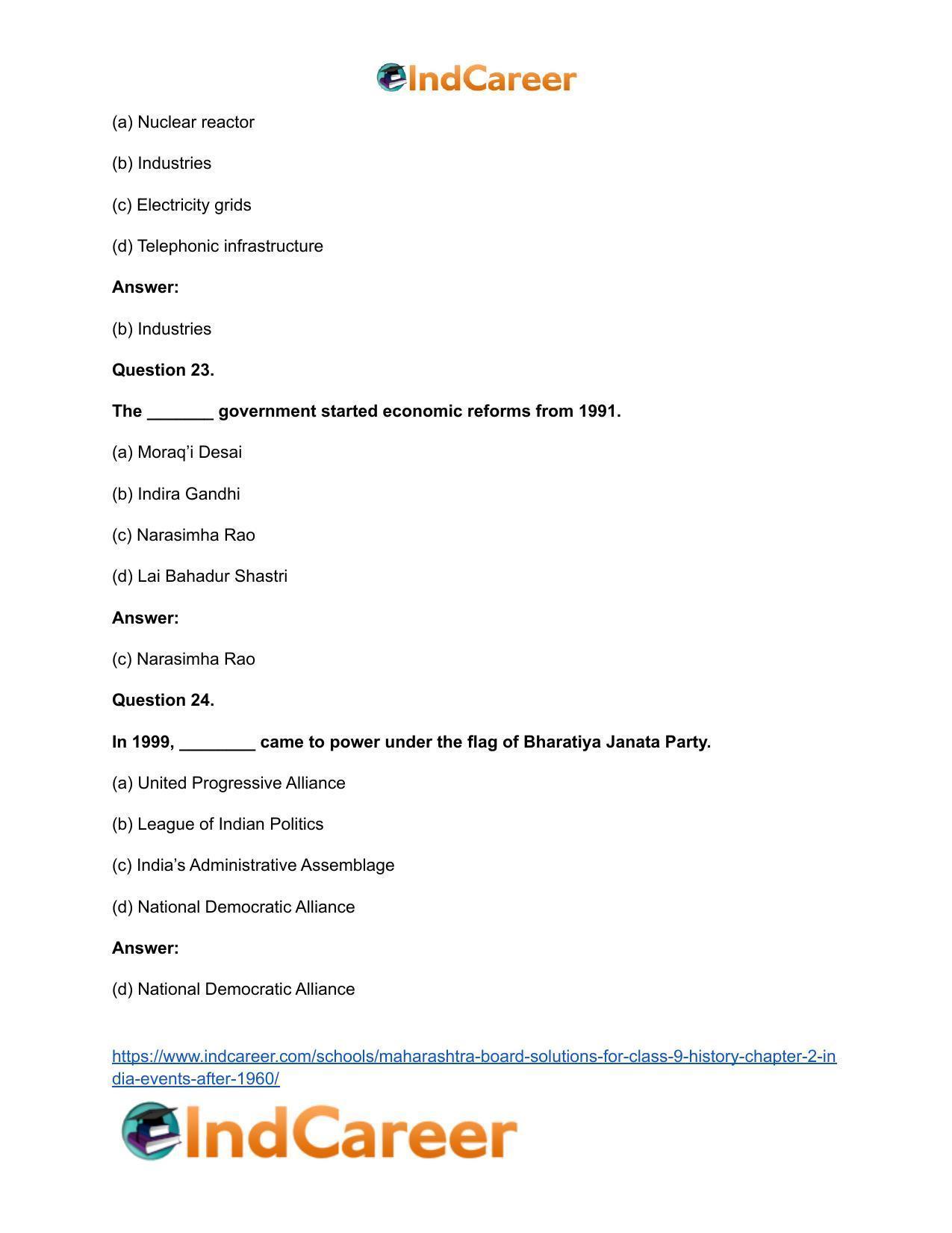 Maharashtra Board Solutions for Class 9- History: Chapter 2- India: Events After 1960 - Page 16