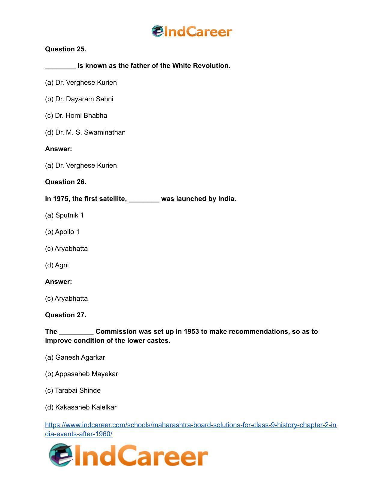 Maharashtra Board Solutions for Class 9- History: Chapter 2- India: Events After 1960 - Page 17