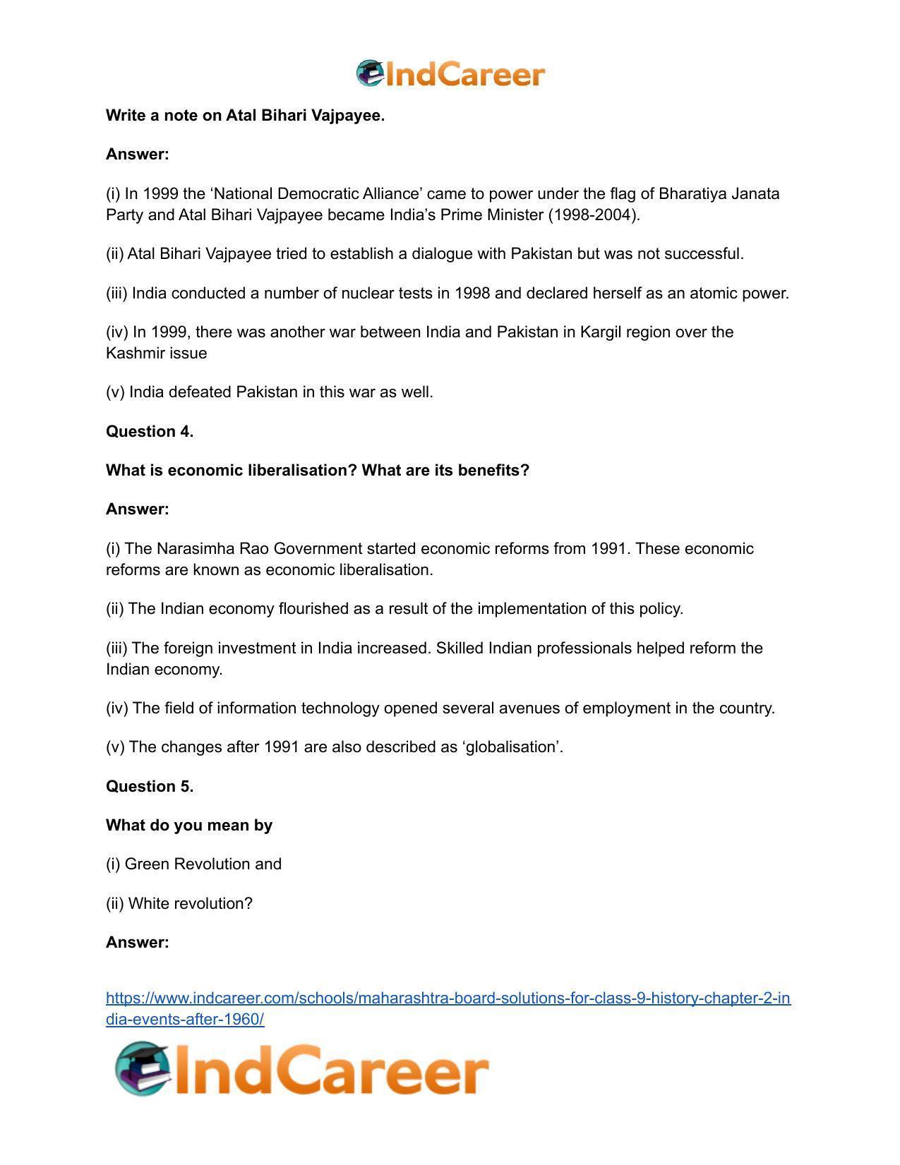 Maharashtra Board Solutions for Class 9- History: Chapter 2- India: Events After 1960 - Page 22