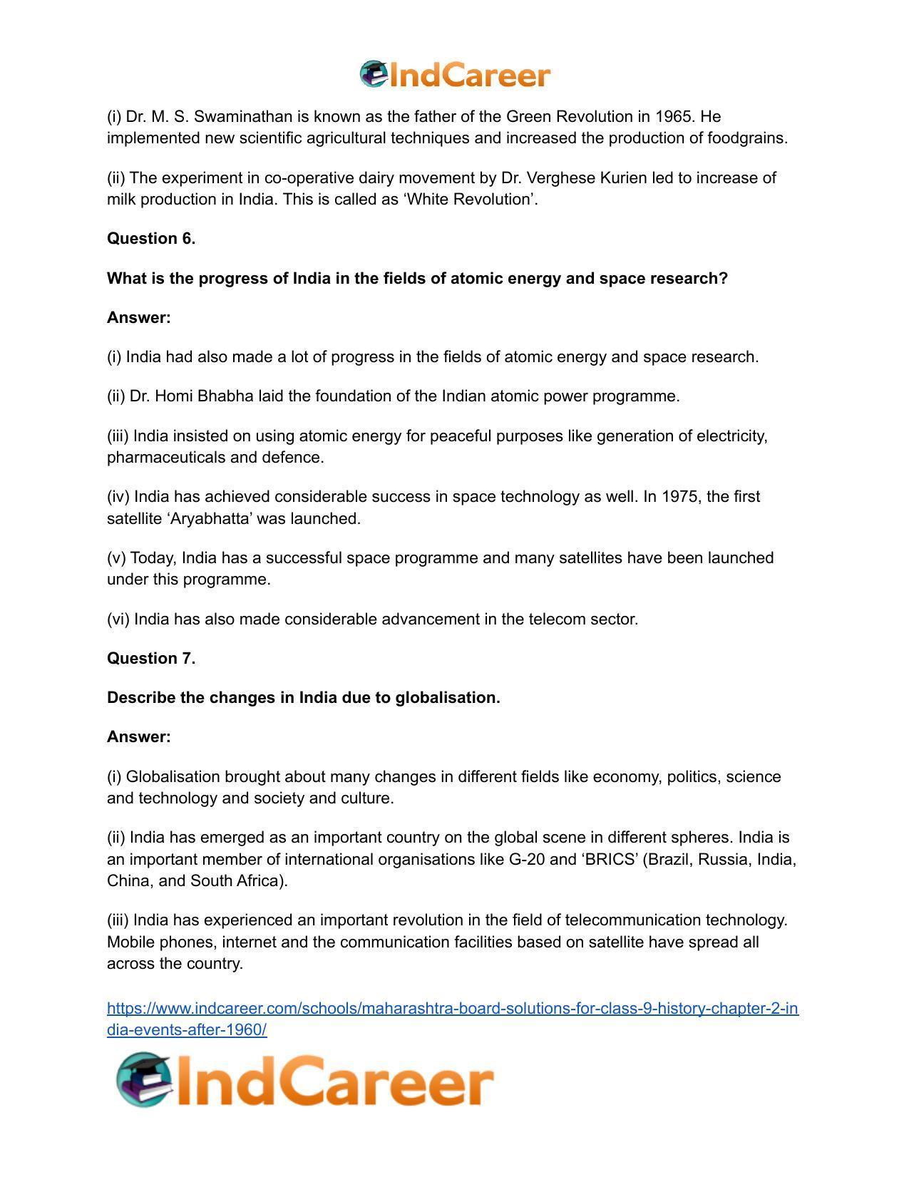 Maharashtra Board Solutions for Class 9- History: Chapter 2- India: Events After 1960 - Page 23